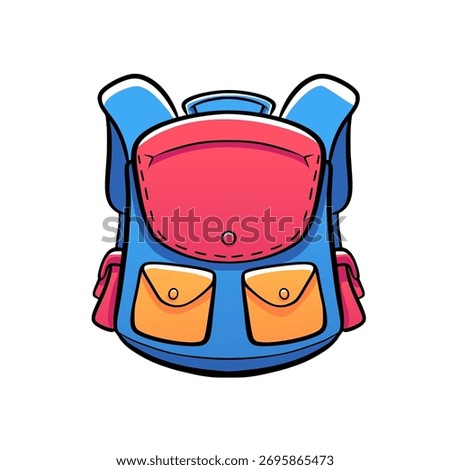 Durable Travel Backpack or Rucksack Cartoon Illustration for Hiking Camping Adventure and Outdoor Activities Icon and Graphic Element