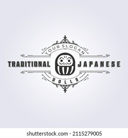 durama doll, drama doll logo icon symbol traditional japanese doll logo template vector illustration design