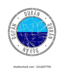 Ciudad de Duran, Ecuador, sello de goma vectorial sobre fondo blanco