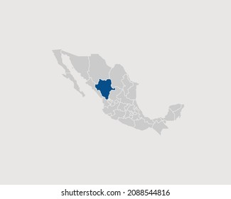 Durango Highlighted on Mexico Map Eps 10