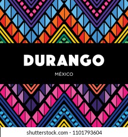 Durango, Mexican State; Colorful Embroidery Style Composition – Copy Space