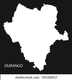 Durango Mexico Map black inverted silhouette