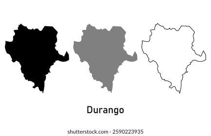 Durango state map in mexico. map in various style outline, black, and gray