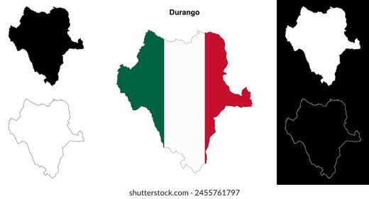 Durango state outline map set