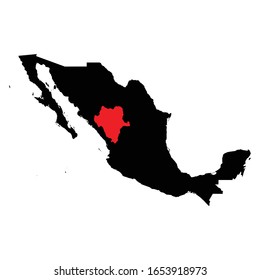 Estados de Durango resaltados en el mapa de México Vector EPS 10