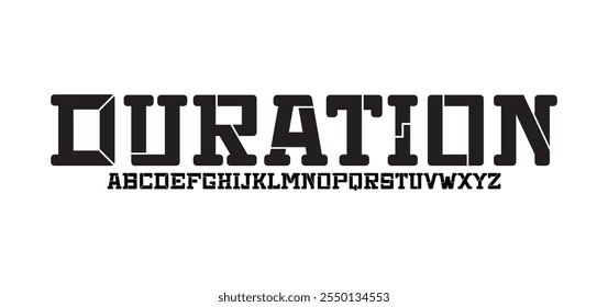 Duration, Design Modern abstract digital alphabet font. Minimal technology typography, Creative urban sport fashion futuristic font and with numbers. vector illustration.
