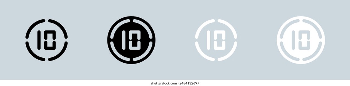 Duration icon set in black and white. Countdown signs vector illustration.