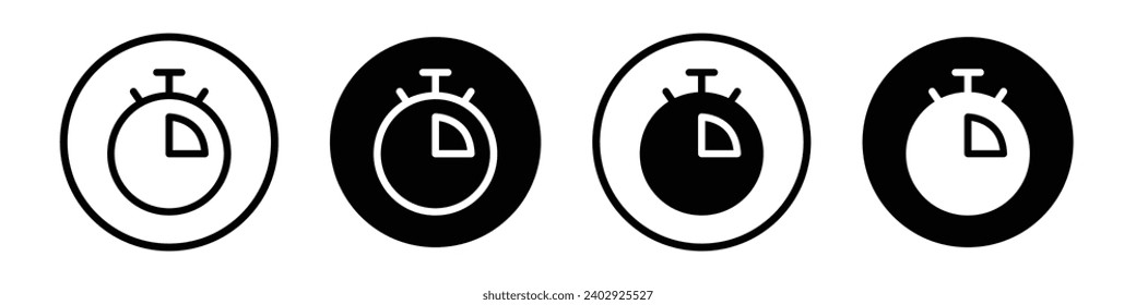 Conjunto de iconos de duración. símbolo vector de tiempo de funcionamiento. inicio de sesión diario de entrenamiento en estilo negro rellenado y delineado.