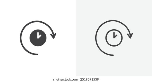 Duration icon. solid filled and stroke thin line style eps 10