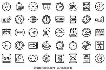 Duration icons set outline vector  Future past  Present time