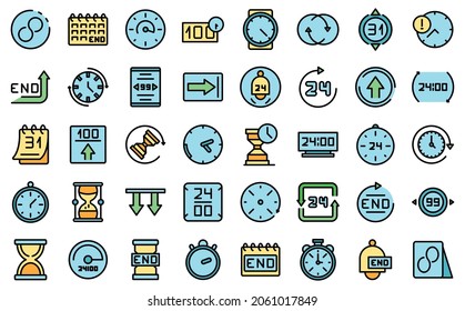 Duration icons set outline vector  Future past  Present time