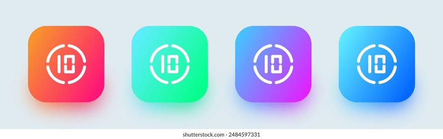 Duration line icon in square gradient colors. Countdown signs vector illustration.