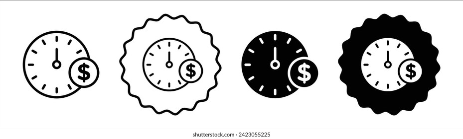 Duration set in black and white color. Duration simple flat icon vector