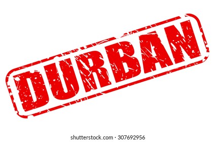 Durban red stamp text on white (City in South Africa)