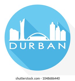 Durban South Africa Flat Icon Skyline Silhouette Design City Vector Art.