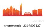 Durban, South Africa Low Poly Skyline Clip Art City Design. Geometric Polygon Graphic Horizon Icon. Vector Illustration Symbol.