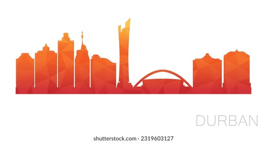 Durban, South Africa Low Poly Skyline Clip Art City Design. Geometric Polygon Graphic Horizon Icon. Vector Illustration Symbol.