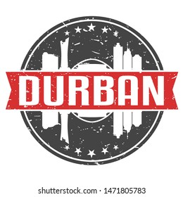 Durban South Africa Round Travel Stamp. Icon Skyline City Design. Seal Tourism Badge Clipart.