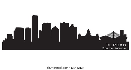 Durban, South Africa skyline. Detailed silhouette. Vector illustration