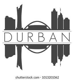 Durban South Africa Skyline Vector Art Mirror Silhouette Emblematic City Buildings