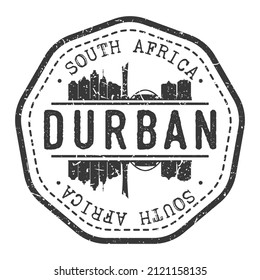 Durban, South Africa Stamp Skyline Postmark. Silhouette Postal Passport. City Round Vector Icon. Vintage Postage Design.