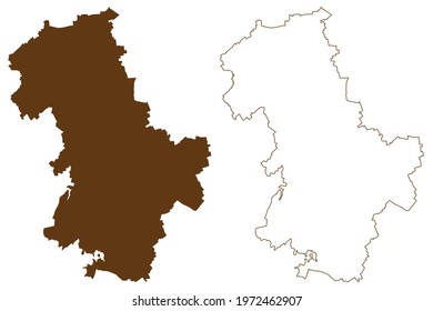 Duren district (Federal Republic of Germany, State of North Rhine-Westphalia, NRW, Cologne region) map vector illustration, scribble sketch Duren map