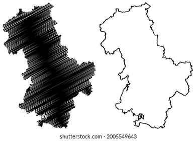 Duren district (Federal Republic of Germany, State of North Rhine-Westphalia, NRW, Cologne region) map vector illustration, scribble sketch Duren map