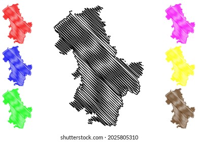 Duren district (Federal Republic of Germany, State of North Rhine-Westphalia, NRW, Cologne region) map vector illustration, scribble sketch Duren map