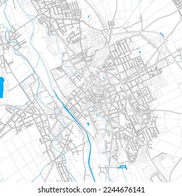 Duren, North Rhine-Westphalia, Germany high resolution vector map with editable paths. Bright outlines for main roads. Use it for any printed and digital background. Blue shapes and lines for water.