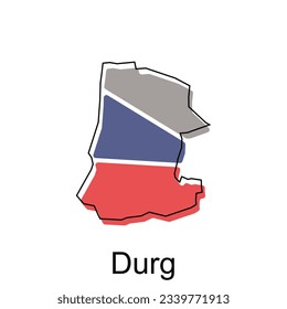 Durg City of India map vector illustration, vector template with outline graphic sketch design