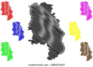 Durg district (Chhattisgarh State, division, Republic of India) map vector illustration, scribble sketch Durg map