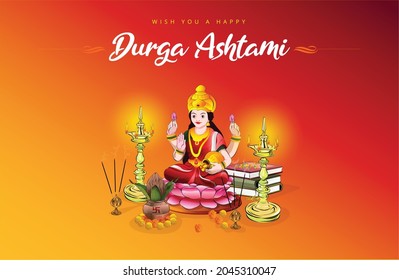 Durga ashtami, pooja holidays lakshmi devi hindu goddess of wealth, fortune, power, beauty and prosperity festivals of Diwali and Purnima mahanavami vijayadashami navaratri. Hindu worship of goddess
