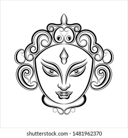 Durga Calligraphic Goddess Of Power, Divine Mother Of The Universe Vector Art Illustration