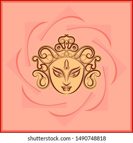 Durga Calligraphic Goddess Of Power, Divine Mother Of The Universe Vector Art Illustration