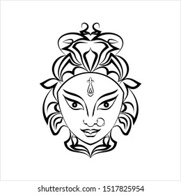 Durga Calligraphic Goddess Of Power, Divine Mother Of The Universe Vector Art Illustration