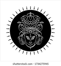 Durga Calligraphic Goddess Of Power, Divine Mother Of The Universe Vector Art Illustration