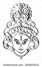 Durga Calligraphic Goddess Of Power, Divine Mother Of The Universe Vector Art Illustration
