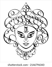 Durga Calligraphic Goddess Of Power, Divine Mother Of The Universe Vector Art Illustration