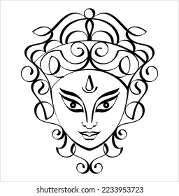 Durga Calligraphic Goddess Of Power, Divine Mother Of The Universe Vector Art Illustration