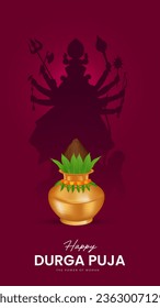 Durga Face in Happy Durga Puja, Dussehra und Navratri Celebration Concept for Web Banner, Poster, Social Media Post und Flyer Advertising