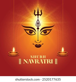 Rosto de Durga no Puja Happy Durga, Dussehra e Conceito de Celebração Navratri para Banner da Web, Pôster, Postagem em Mídia Social e Publicidade em Folheto