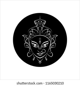 Durga Goddess Of Power, Divine Mother Of The Universe Design Vector Art Illustration