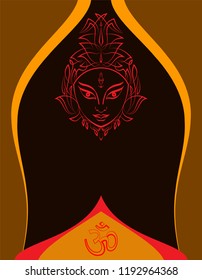 Durga Goddess Of Power, Divine Mother Of The Universe Design Vector Art Illustration