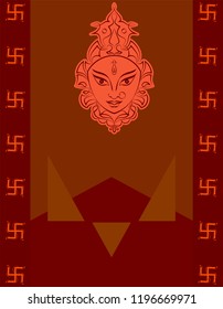 Durga Goddess Of Power, Divine Mother Of The Universe Design Vector Art Illustration