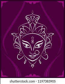 Durga Goddess Of Power, Divine Mother Of The Universe Design Vector Art Illustration