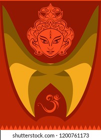 Durga Goddess Of Power, Divine Mother Of The Universe Design Vector Art Illustration