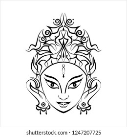 Durga Goddess Of Power, Divine Mother Of The Universe Design Vector Art Illustration