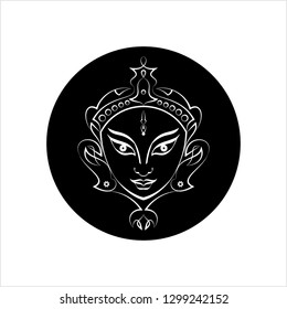 Durga Goddess Of Power, Divine Mother Of The Universe Design Vector Art Illustration