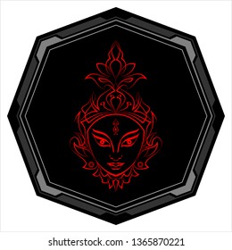 Durga Goddess Of Power, Divine Mother Of The Universe Design Vector Art Illustration