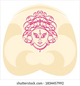 Durga Goddess Of Power, Divine Mother Of The Universe Vector Art Illustration